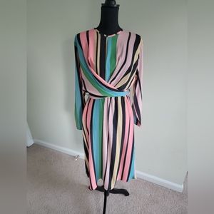 Boohoo Pastel Striped Midi Dress - Sz 10
